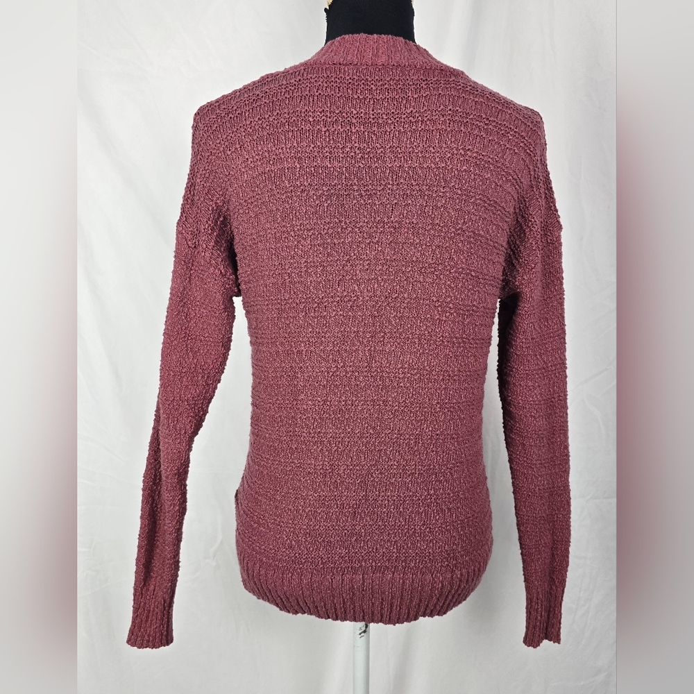 C&C California Rusty Pink Beachy V-Neck Textured Knit Sweater Women's sz S - Picture 4 of 8